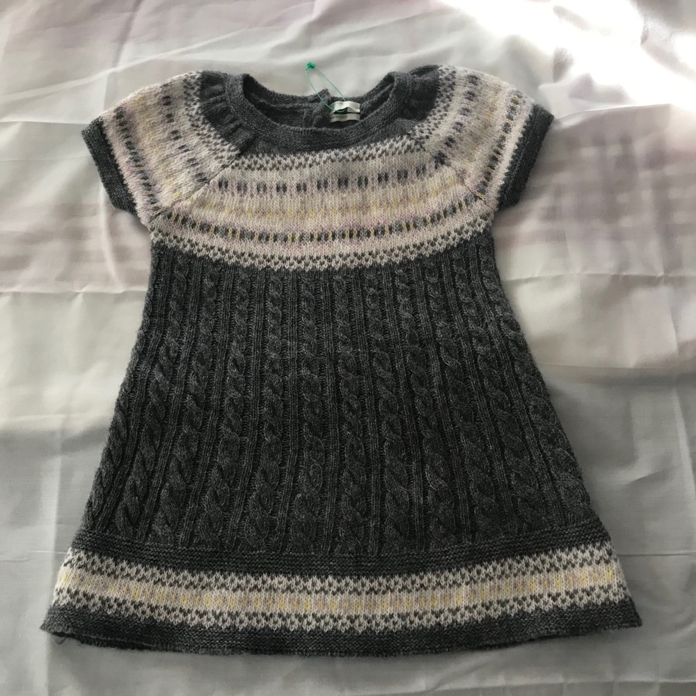 Baby Benetton grey fair isle sweater dress